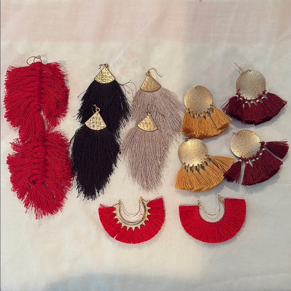 Colorful Fringe Earrings Set